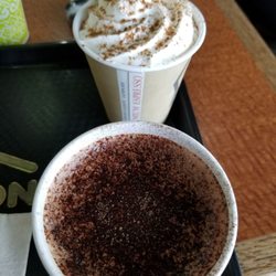 Meson Sandwiches - Cappuccino and strawberry hot chocolate