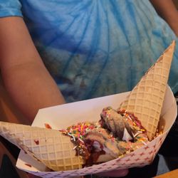 Hang 10 - Close-up of the what looks to be amazingly delicious ice cream creation.