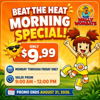 Wally Wombats - Save Monday to Friday from 9am to 12pm. Kids of all ages. Valid until August 31st 2026. - Kids Activities Near Me - Henderson, Nevada Wally Wombats - Save Monday to Friday from 9am to 12pm. Kids of all ages. Valid until August 31st 2026. - Kids Activities Near Me - Henderson, Nevada
