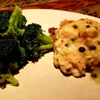 Bonefish Grill - Flounder Special topped with crab, shrimp, and cream sauce with broccoli - Seafood Near Me - Buford, Georgia