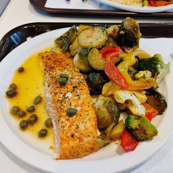 Cafe Du Parquet - Salmon, vegetables and Brussels sprouts $15.50 - Italian Near Me - Montreal, Quebec