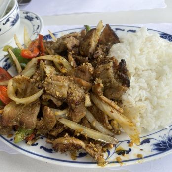 Miss Saigon - Luncheon special - spicy lemongrass pork rice plate with soup of the day - Vietnamese Near Me - Oakland, California