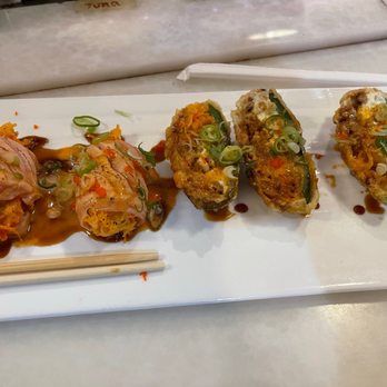 Akaya Grill & Sushi - Golden salmon appetizer  Jalapeño sandwiches - Japanese Near Me - Orange Park, Florida