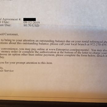 Enterprise Rent-A-Car - Now a bill. AARRRGGGHHH - Car Rental Near Me - Mesquite, Texas