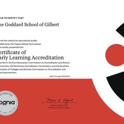 The Goddard School of Gilbert - East Germann - We're proud to be Cognia accredited for Early Learning!