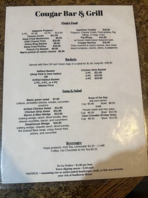 Menu photo 2 The Cougar Bar & Grill Cougar, WA Menu photo 2 The Cougar Bar & Grill Cougar, WA