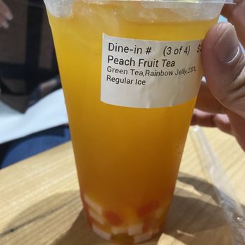 Haebing Dessert - First time! They recently opened. We tried the peach fruit tea, mango fruit tea, vanilla bean frappe w double shot, and an americano. - Desserts Near Me - Mill Creek, Washington