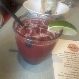 Happy hour every day. This is a berry margarita. Yum yum yum