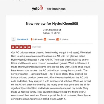 Hydrokleen 808 - 5 Star Reviews that Yelp deleted due to their "algorithm" - Heating & Air Conditioning/HVAC Near Me Hydrokleen 808 - 5 Star Reviews that Yelp deleted due to their "algorithm" - Heating & Air Conditioning/HVAC Near Me