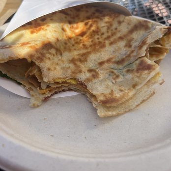 KC's Crepes Cafe - Egg Egg and Cheese Crepe with bacon and spinach (minus a few bites) - Cafes Near Me - Marina Del Ray, California