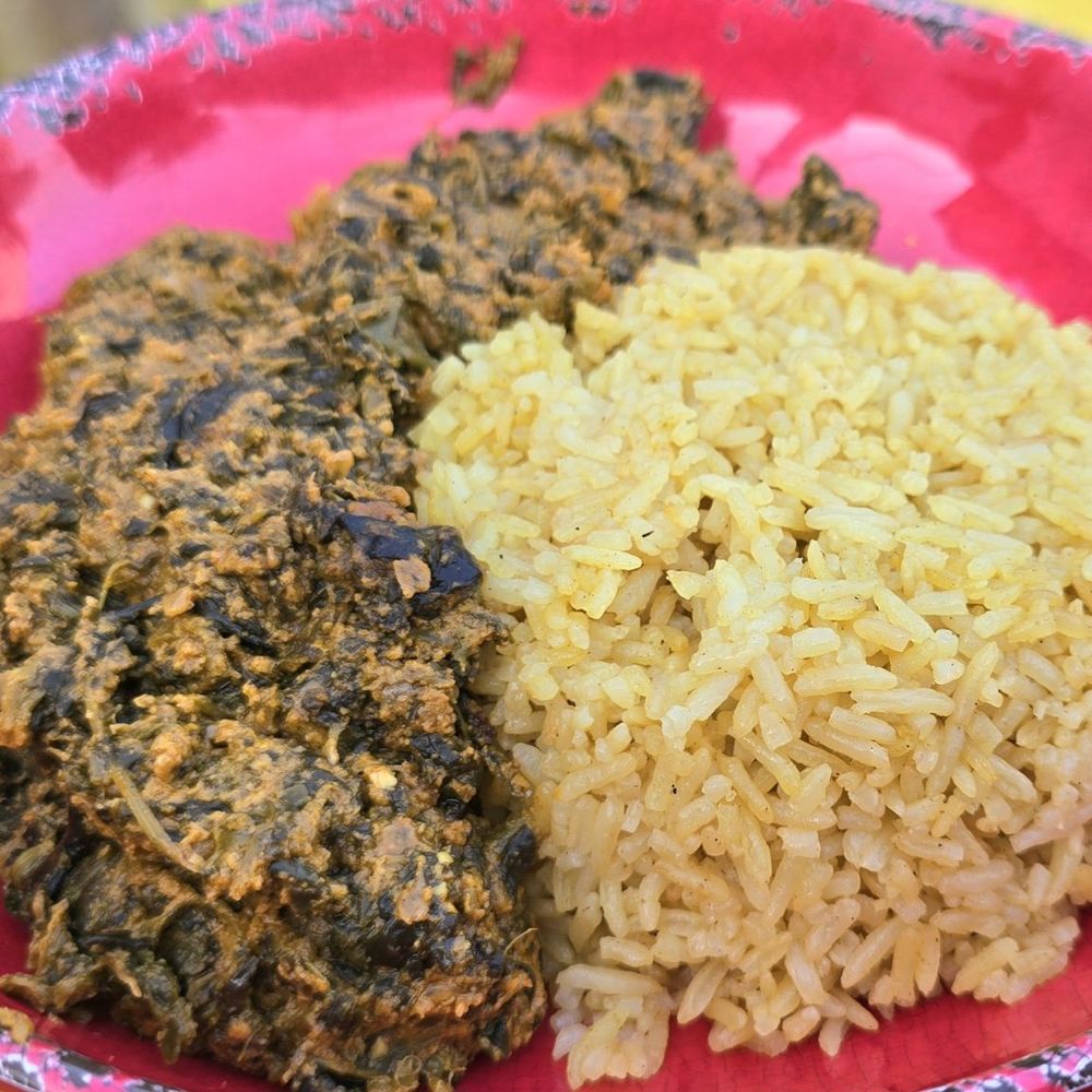Asempe Kitchen - Egusi & Saffron Rice: "Traditional West African stew combines spinach with onions, ginger, garlic, tomatoes, and spices" - Caterers Near Me - Ithaca, New York Asempe Kitchen - Egusi & Saffron Rice: "Traditional West African stew combines spinach with onions, ginger, garlic, tomatoes, and spices" - Caterers Near Me - Ithaca, New York