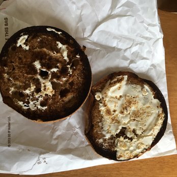 Dunkin' - Burnt raisin bagel with scarce cream cheese. - Coffee & Tea Near Me - Mount Laurel, New Jersey