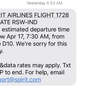 Spirit Airlines - Text messages from Spirit airlines - Airlines Near Me - Indianapolis, Indiana Spirit Airlines - Text messages from Spirit airlines - Airlines Near Me - Indianapolis, Indiana