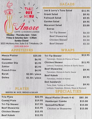 Menu photo 1 Caffe Amore Modesto, CA