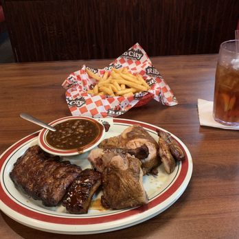 Rib City - Pick 3 light and dark chicken, baby back ribs baked beans and fries! - Barbeque Near Me - Virginia Beach, Virginia