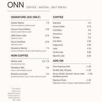 ONN Coffee - menu - Coffee & Tea Near Me - Costa Mesa, California ONN Coffee - menu - Coffee & Tea Near Me - Costa Mesa, California