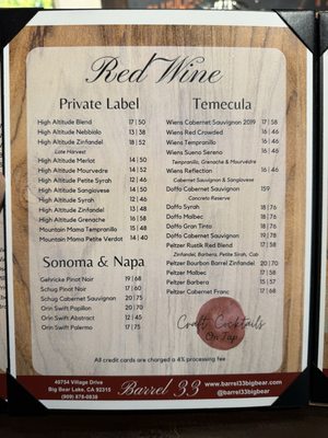 Menu photo 7 Barrel 33 Big Bear Lake, CA