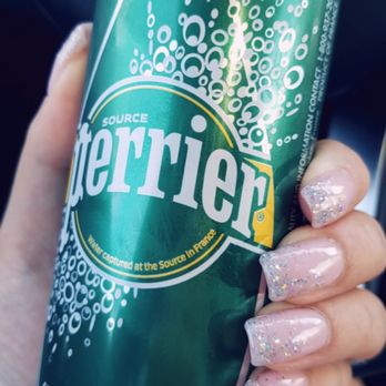 Polished NailBar - Gel manicure on my natural nails, no acrylic, square with rounded corners shaping, light pink with silver glitter ombre - Nail Salons Near Me - Bakersfield, California