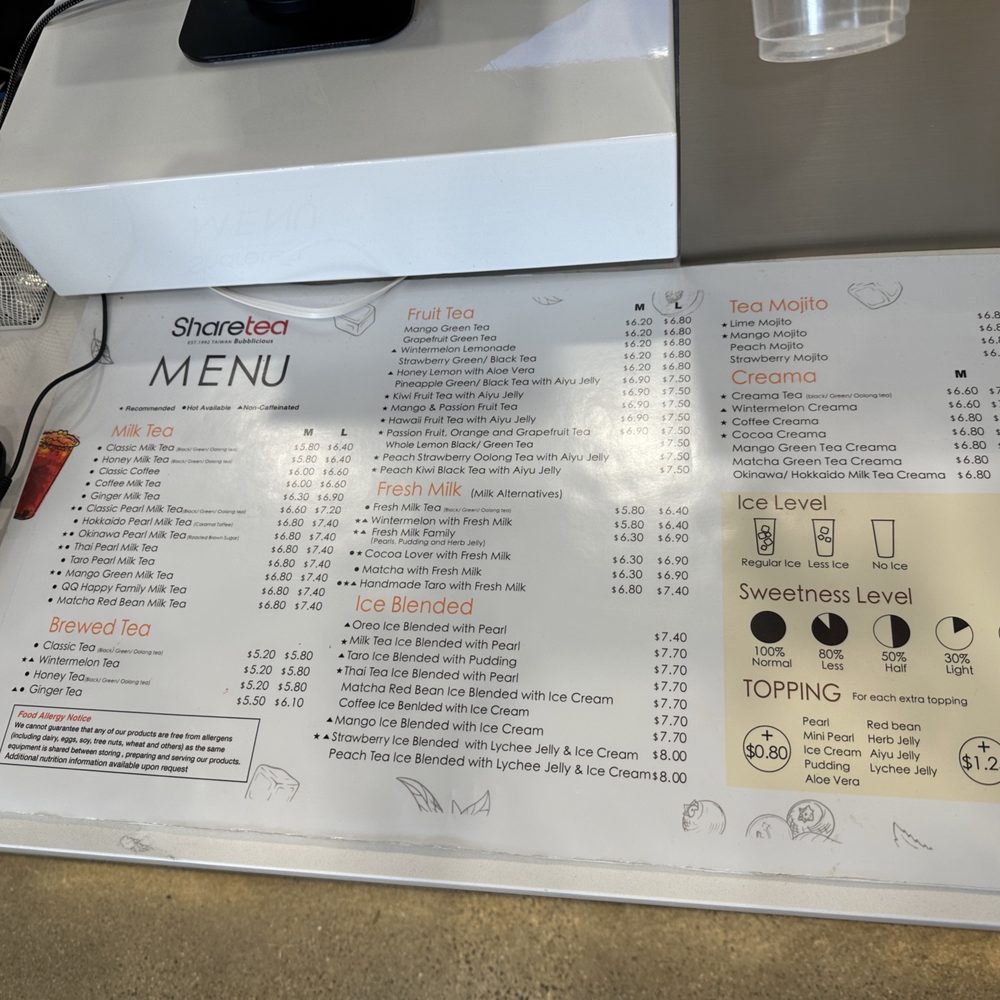 Sharetea - the menu at sharetea park royal - Bubble Tea Near Me - West Vancouver, British Columbia Sharetea - the menu at sharetea park royal - Bubble Tea Near Me - West Vancouver, British Columbia