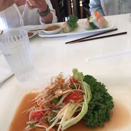 Papaya salad and Healthy Rolls.