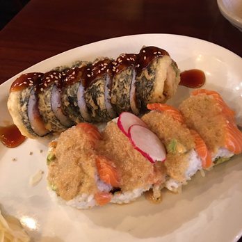 Sushi California - Surrey - Alaska roll in the front. I love all the sauce they put on top! - Japanese Near Me - Surrey, British Columbia