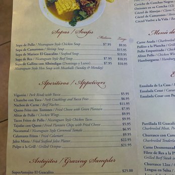 El Guacalito Restaurant - Menu - Karaoke Near Me - Miami, Florida