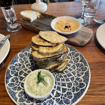 Anassa Taverna NYC - Eggplant and zucchini, tzatziki, hummus - Greek Near Me - New York, New York