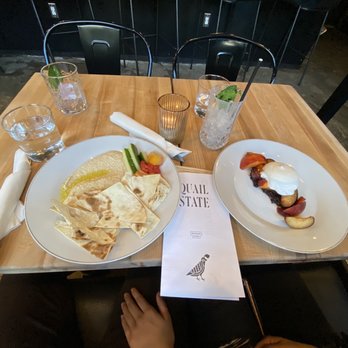 Quail State - Hummus and Peach/ Plum vegan - Cocktail Bars Near Me - Fresno, California