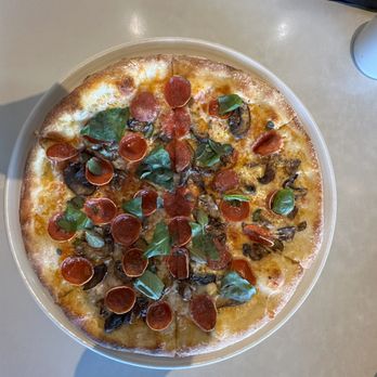 Bazille at Nordstrom - pepperoni pizza & mushrooms - New American Near Me - Torrance, California Bazille at Nordstrom - pepperoni pizza & mushrooms - New American Near Me - Torrance, California