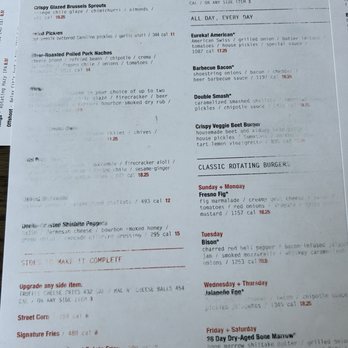 Eureka! - Another menus you can't read at all - Burgers Near Me - Claremont, California