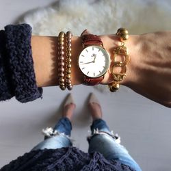 Joseph Nogucci - Euphoria Expression Bracelet, Radiant Expression Bracelet, Dupont Timepiece & Gold Beaded Cuff Bracelet