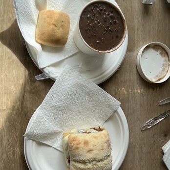 Cafe Bom Dia - Roast & apple sandwich and black bean & bacon soup - Coffee & Tea Near Me - Woodstock, Georgia Cafe Bom Dia - Roast & apple sandwich and black bean & bacon soup - Coffee & Tea Near Me - Woodstock, Georgia