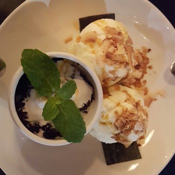PokPok - Black Sticky Rice with Vanilla Ice Cream and Fried Coconut Shavings - Thai Near Me - Auckland, AUK
