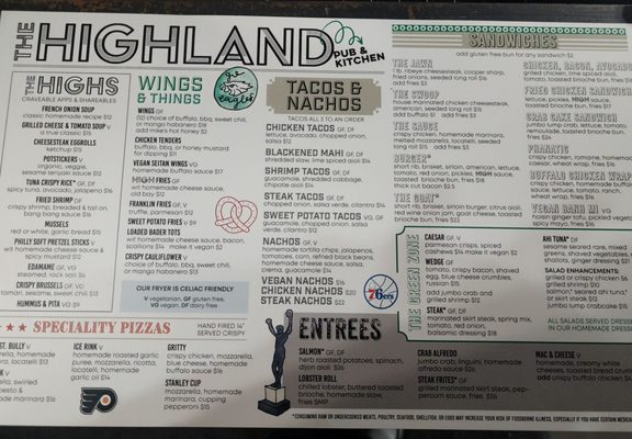 Menu photo 2 The Highland Restaurant & Bar Glenside, PA
