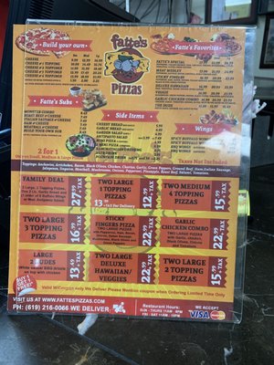 Menu photo 4 Fatte's Pizza Chula Vista, CA Menu photo 4 Fatte's Pizza Chula Vista, CA