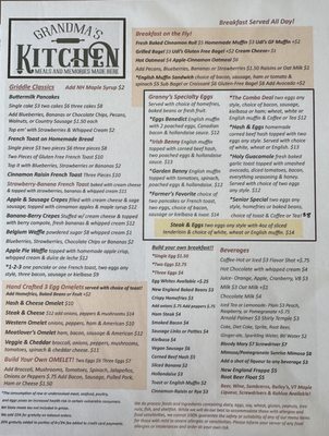 Menu photo 5 Grandma's Kitchen Whitefield, NH