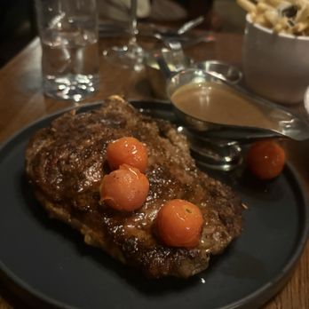 Chelsea - Steak frites, NY strip steak with truffle fries (we asked for the frites to come as truffle fries) - New American Near Me - Santa Monica, California Chelsea - Steak frites, NY strip steak with truffle fries (we asked for the frites to come as truffle fries) - New American Near Me - Santa Monica, California