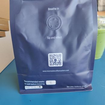 Moonwake Coffee Roasters - back of coffee back - squish the bag to smell - Coffee Roasteries Near Me - San Jose, California Moonwake Coffee Roasters - back of coffee back - squish the bag to smell - Coffee Roasteries Near Me - San Jose, California