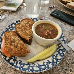 Beyond The Daily Grind Cafe - Roast Beef with Horseradish on Rye Green Pepper Soup