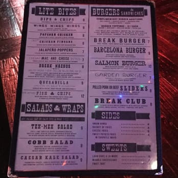Break Bar - Food menu 2 - Pool Halls Near Me - Astoria, New York Break Bar - Food menu 2 - Pool Halls Near Me - Astoria, New York