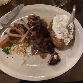 Whispering Woods Grill - Lamb Chops with Baked Potato - Steakhouses Near Me - Jordan, Arkansas Whispering Woods Grill - Lamb Chops with Baked Potato - Steakhouses Near Me - Jordan, Arkansas