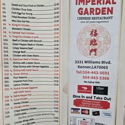 Imperial Garden Chinese Restaurant - Updated menu