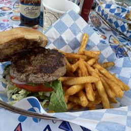 Juicy, delicious and substantial charbroiled burger with the best fries ever.