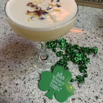 Secret Park - Egg white frothy drink special-just so happened to be Saint Patrick's Day! - Cocktail Bars Near Me - Omaha, Nebraska