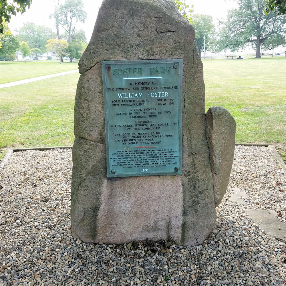 Foster Park - Dedication rock - Parks Near Me - Goodland, Indiana Foster Park - Dedication rock - Parks Near Me - Goodland, Indiana