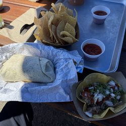 Brisket Burrito and Pork Street Taco
