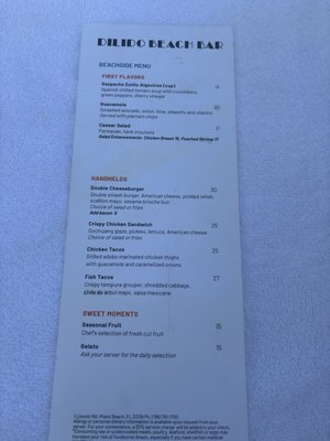 Menu photo 1 DiLido Beach Club Miami Beach, FL Menu photo 1 DiLido Beach Club Miami Beach, FL