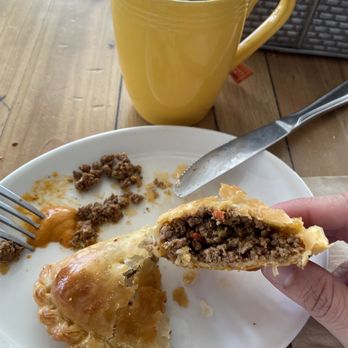 Paulista - Carne Empanada, house hot sauce, chamomile tea - Brazilian Near Me - Oakland, California Paulista - Carne Empanada, house hot sauce, chamomile tea - Brazilian Near Me - Oakland, California