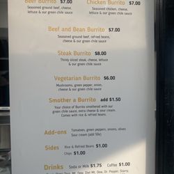 Burrito Blast - Lunch menu