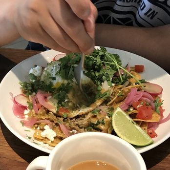 Plums Cafe - Of course he started eating before I got to take a good picture. - Breakfast & Brunch Near Me - Costa Mesa, California